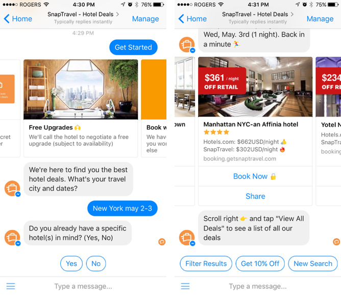 Snaptravel_AI chatbot fr Ecommerce