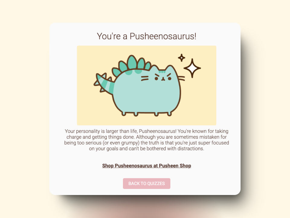 Product Recommendation Quizzes_Pusheen