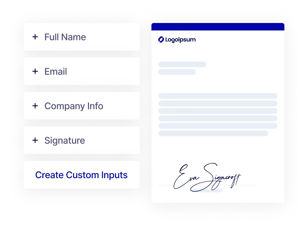 Comprehensive e-signing field types for document preparation