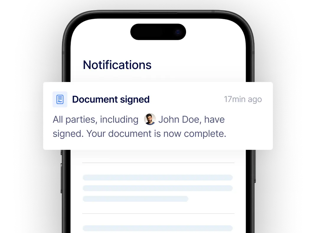 Instant real time tracking for electronically signed documents
