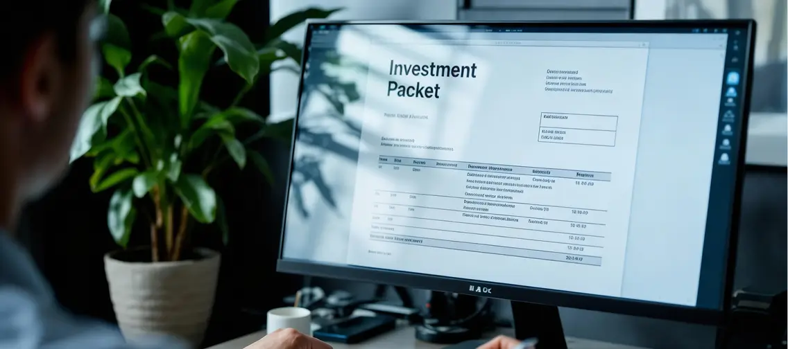 Investment document displayed on a computer monitor