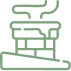A minimalist illustration featuring a gray-green background with three small black squares.
