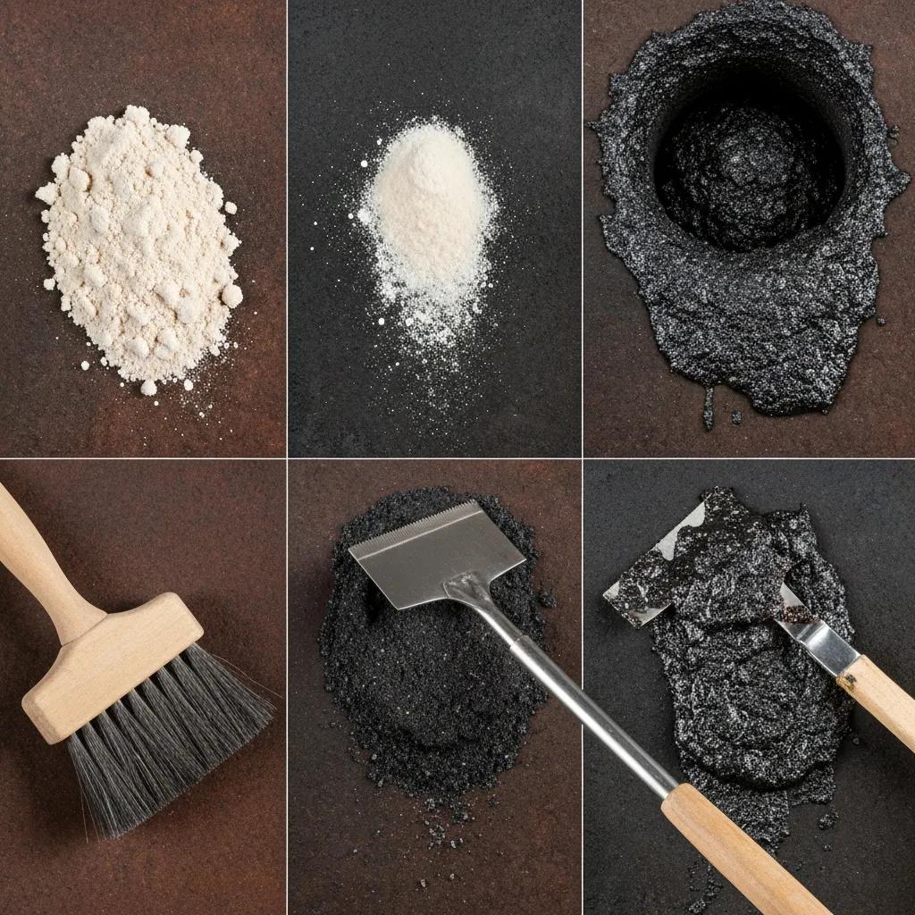 Close-up of a flue showing stages of creosote buildup — highlighting why regular chimney maintenance is important.