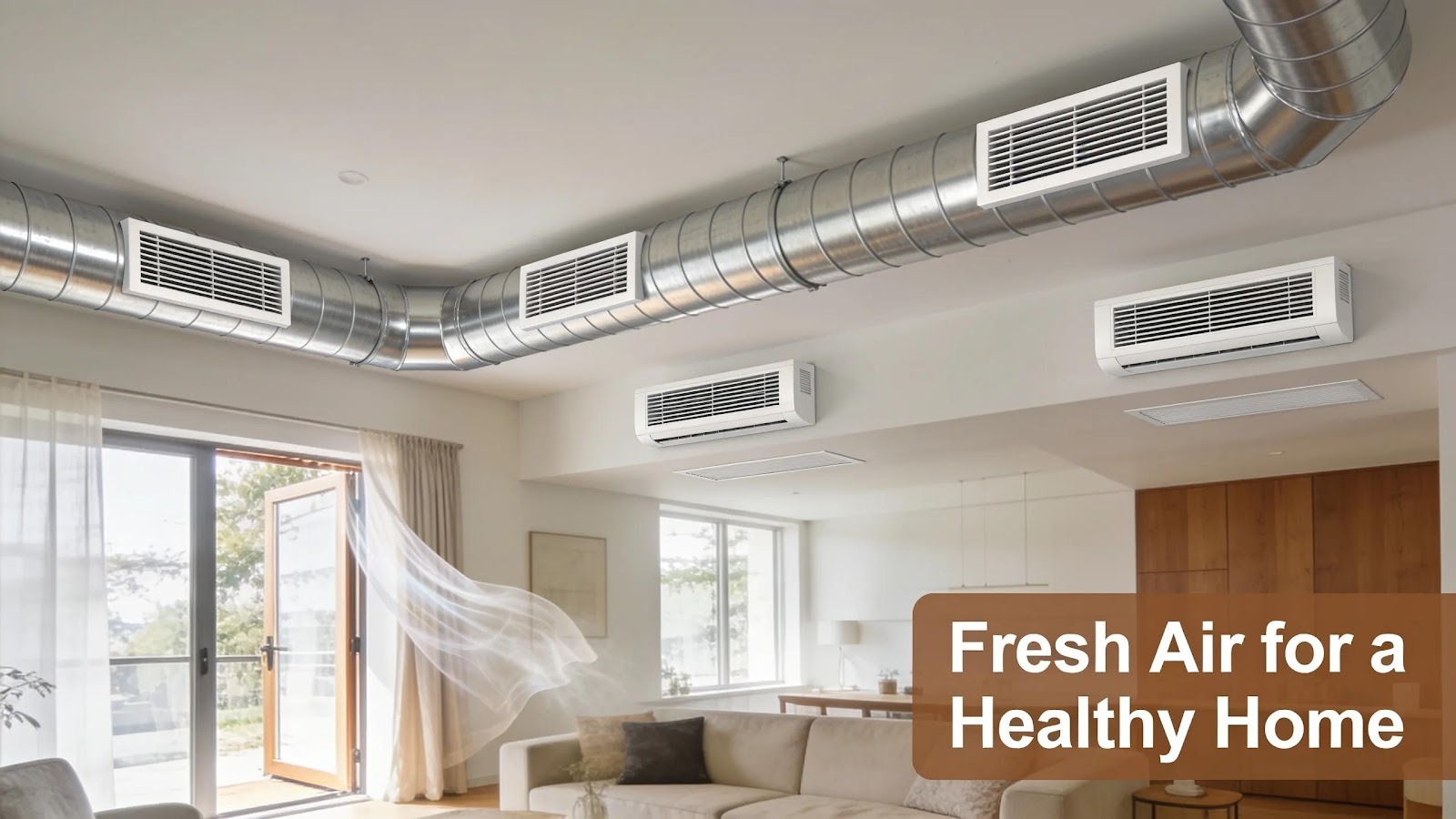 Modern home ventilation system integrating stylish ducts and vents for improved air quality