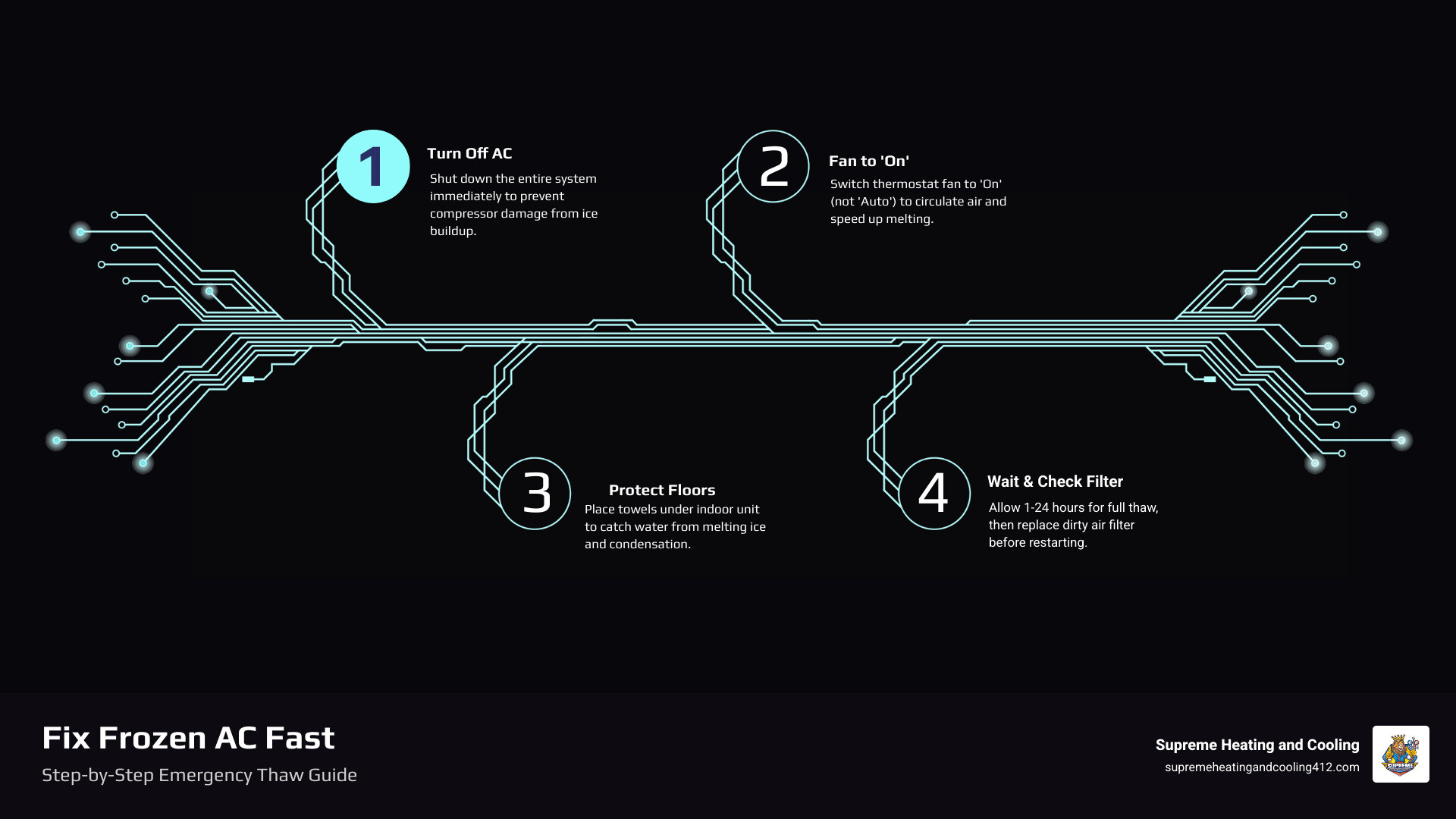 infographic showing causes of AC ice formation airflow refrigerant and immediate action steps - ice forming on your ac unit infographic showing causes of AC ice formation airflow refrigerant and immediate action steps - ice forming on your ac unit