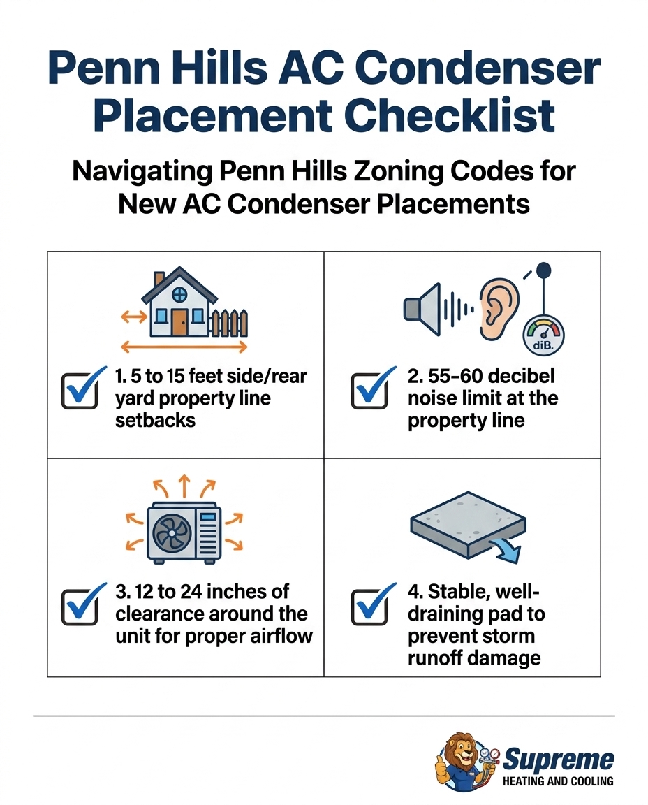 Penn Hills AC Condenser Placement Checklist