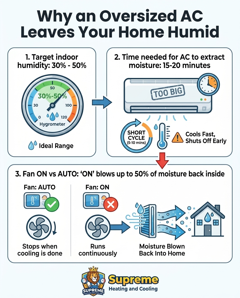 Why an Oversized AC Leaves Your Home Humid