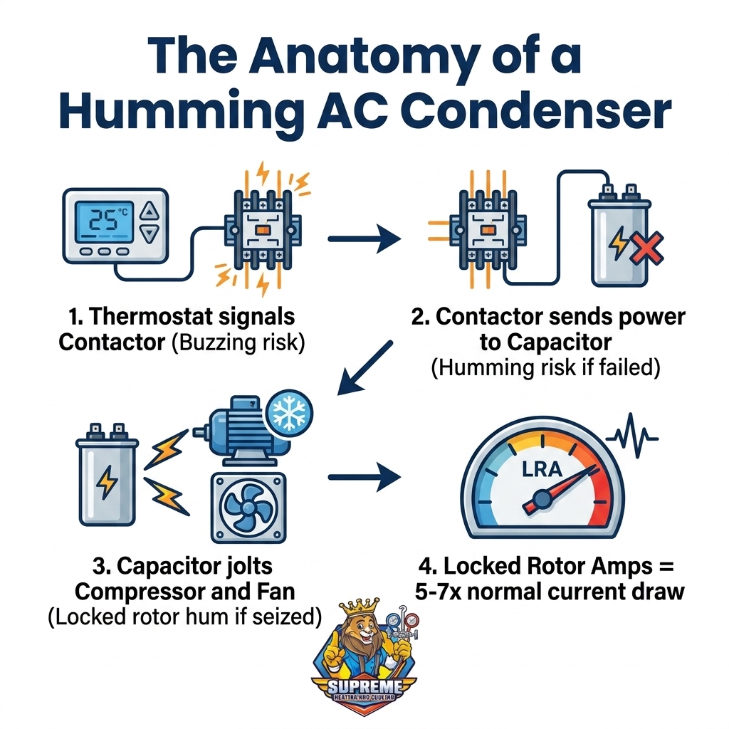 The Anatomy of a Humming AC Condenser