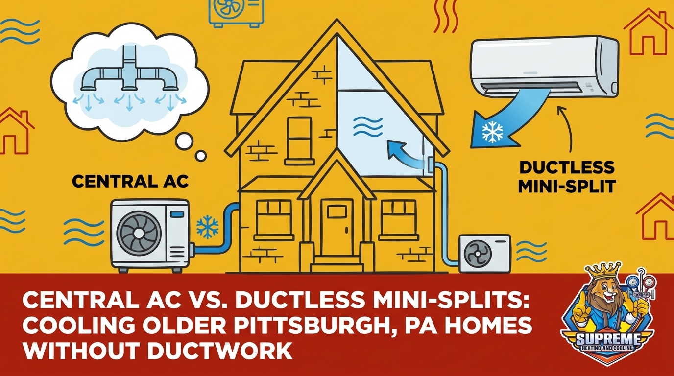 Central AC vs. Ductless Mini-Splits for Older Pittsburgh Homes Without Ductwork