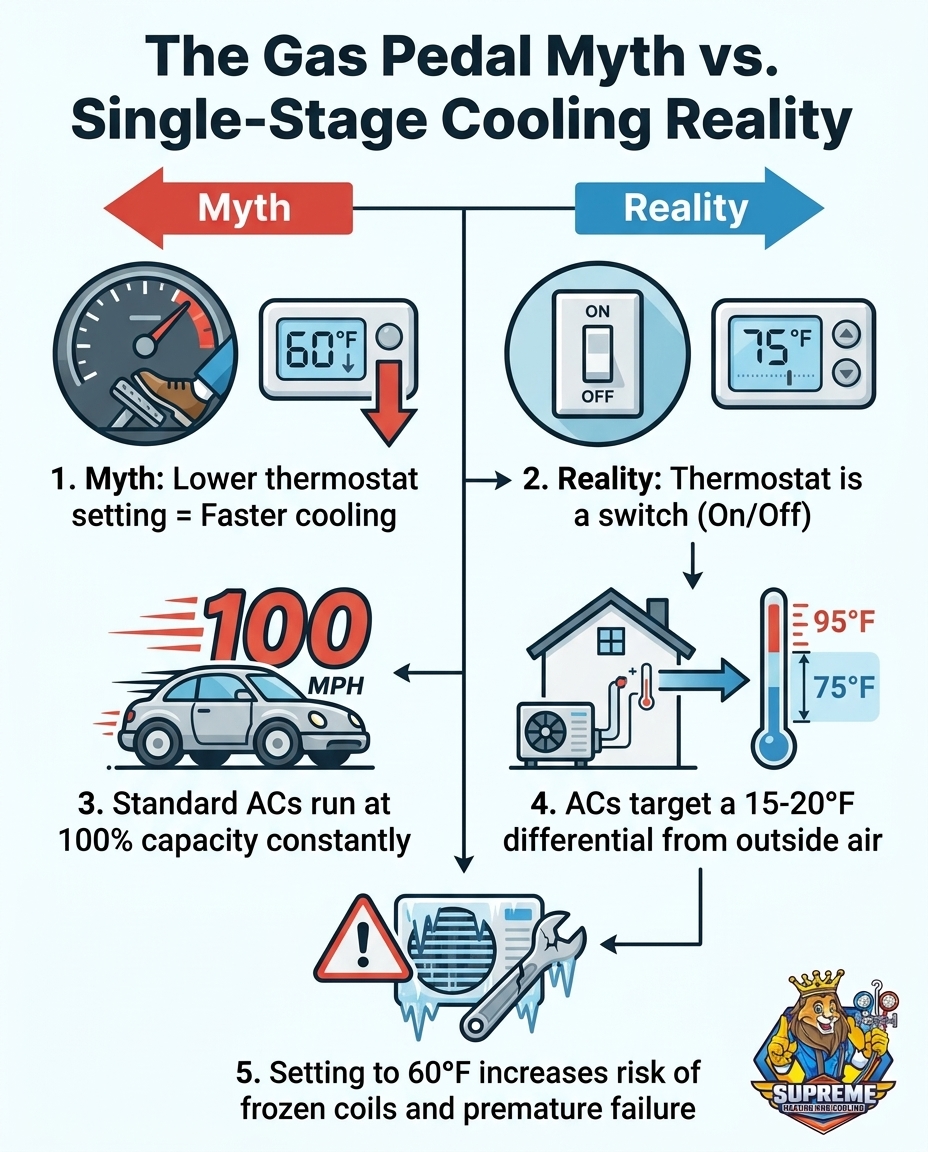 The Gas Pedal Myth vs. Single-Stage Cooling Reality