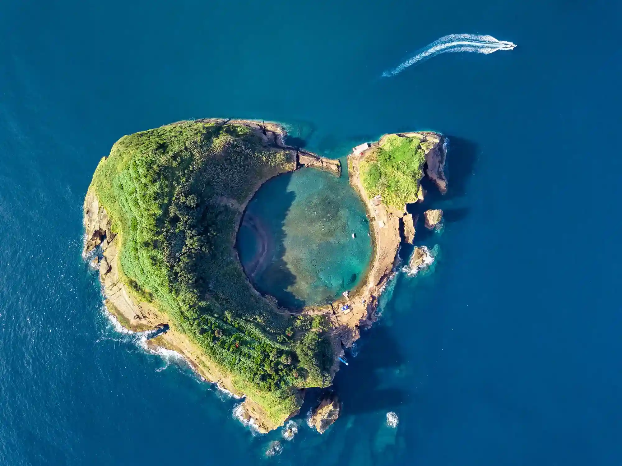 a small island in the middle of the ocean