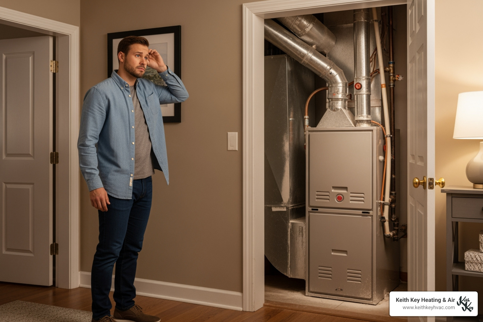 infographic showing five warning signs a heating system needs replacement: system age over 15 years, frequent repair calls, rising energy bills, uneven room temperatures, and unusual noises or odors - heating system replacement leon county