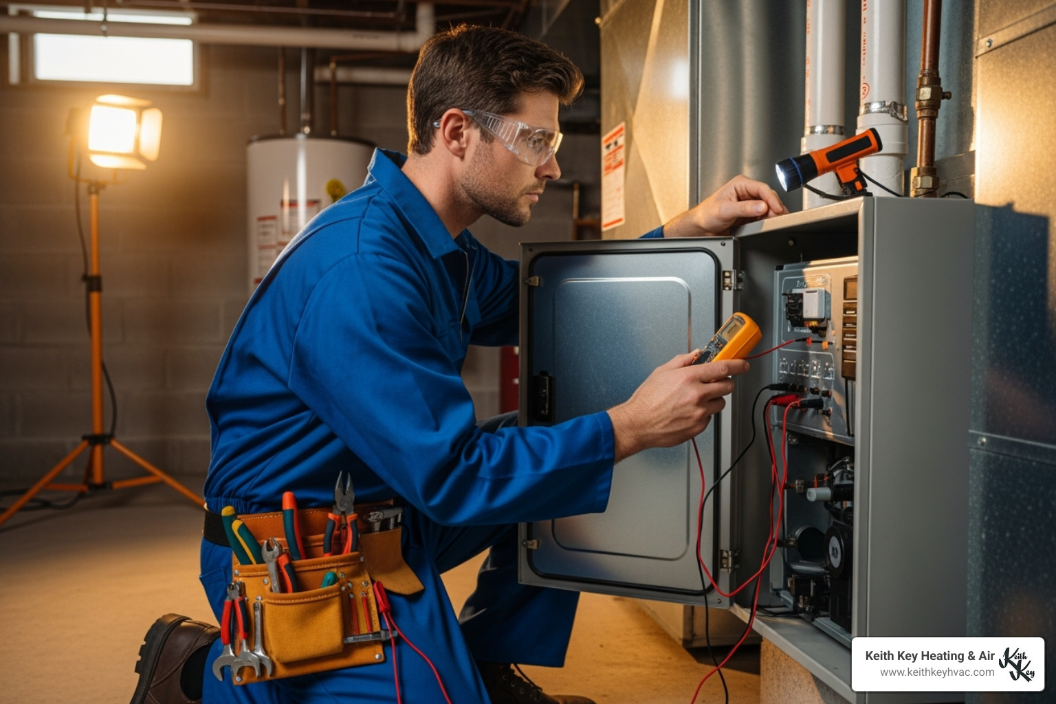 professional technician inspecting an electric furnace - electric furnace repair franklin county