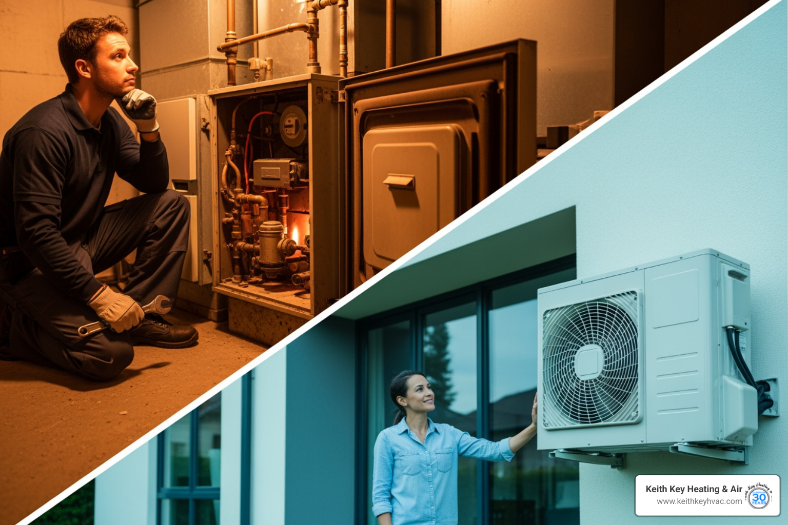 infographic showing the home electrification process with gas ducted heating being replaced by an electric heat pump system, displaying icons for improved air quality, energy savings, solar compatibility, and elimination of combustion risks - replace gas ducted heating with electric