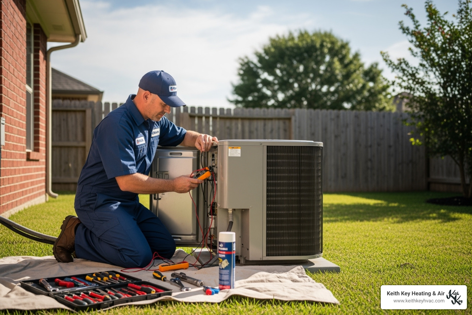 A technician performing routine maintenance on an HVAC unit - 24 hour HVAC service A technician performing routine maintenance on an HVAC unit - 24 hour HVAC service