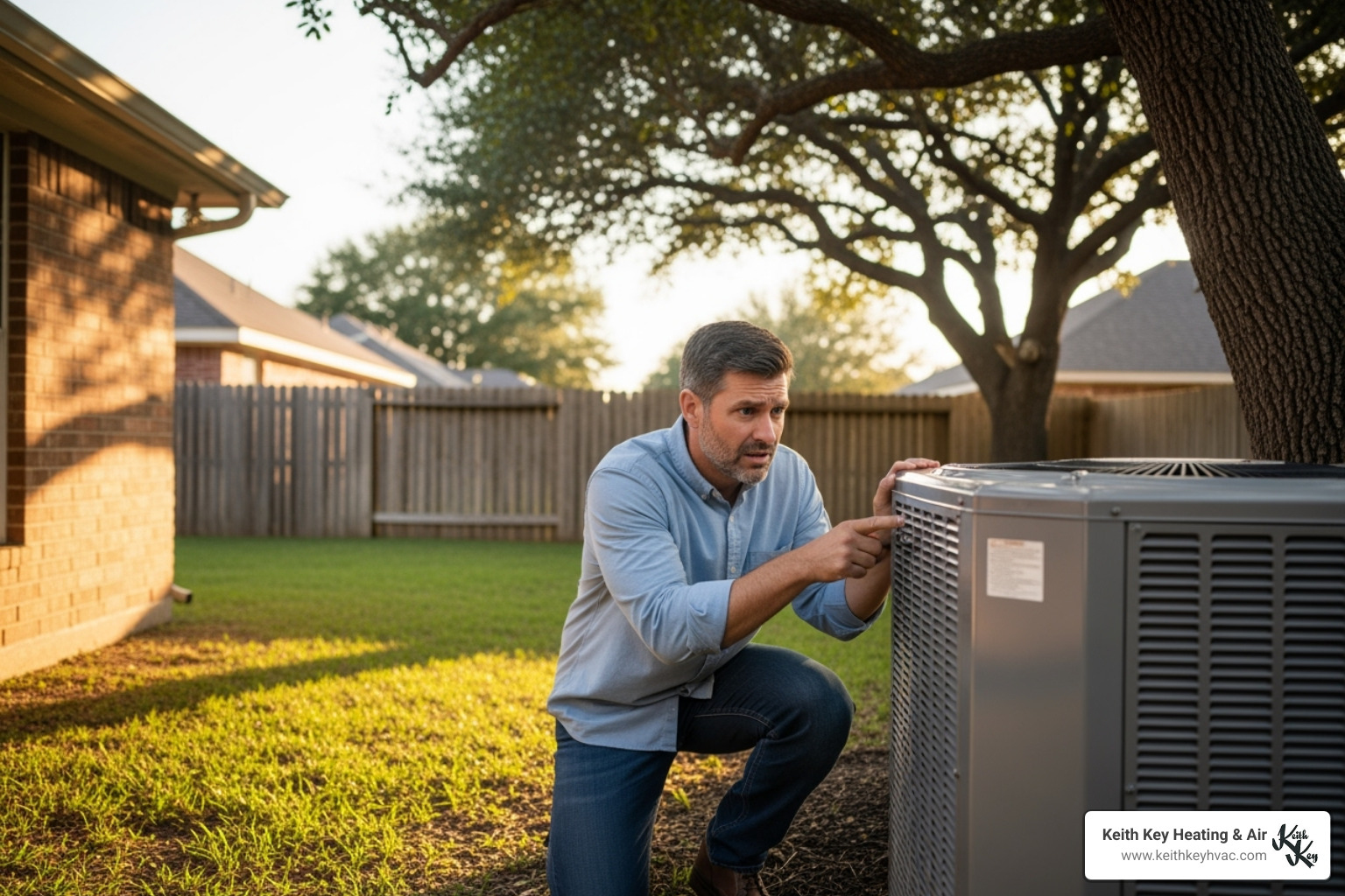 homeowner looking concerned at their heat pump unit - heat pump tune up crawfordville homeowner looking concerned at their heat pump unit - heat pump tune up crawfordville