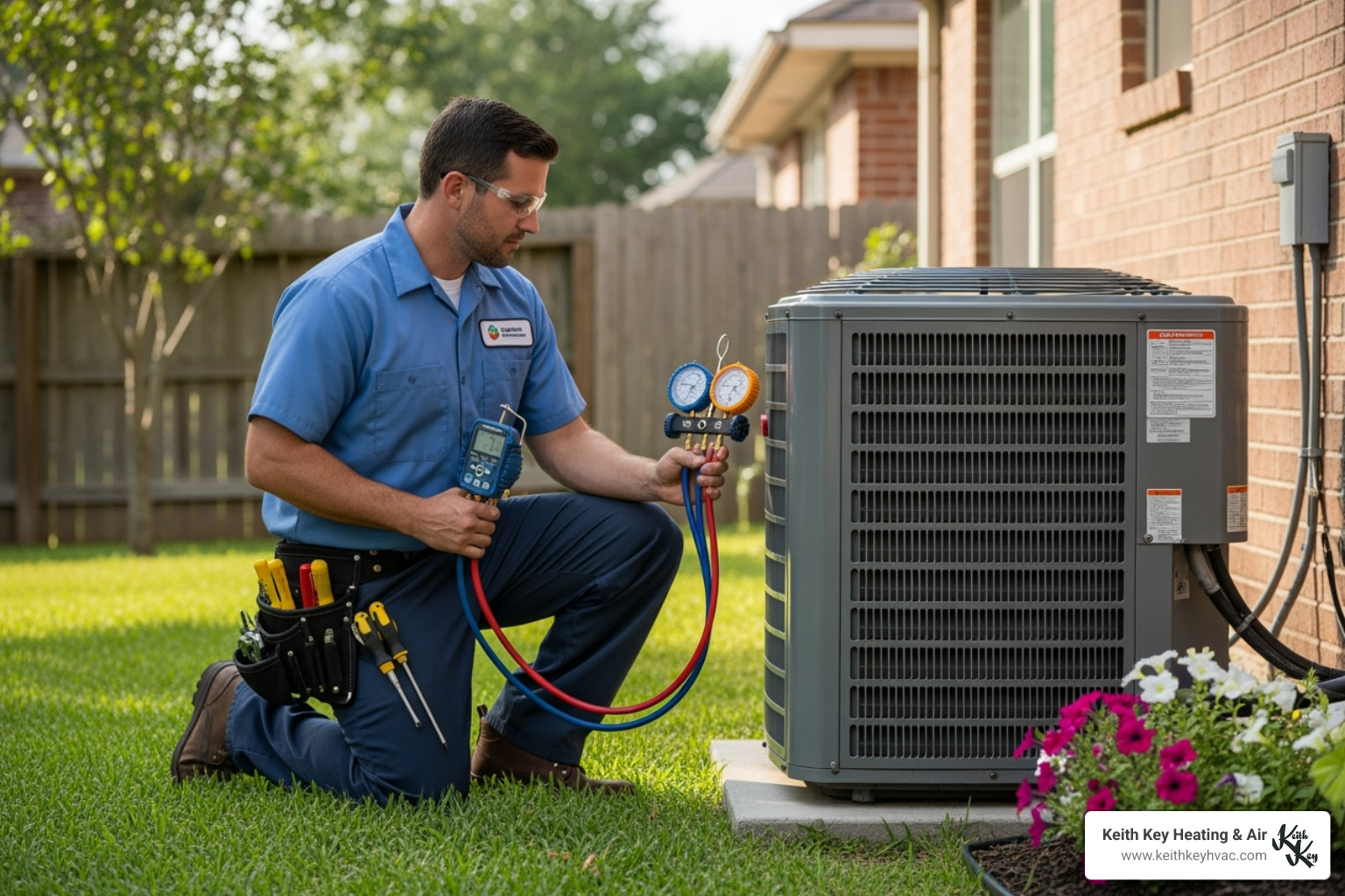 technician inspecting an HVAC unit - indoor air system maintenance crawfordville