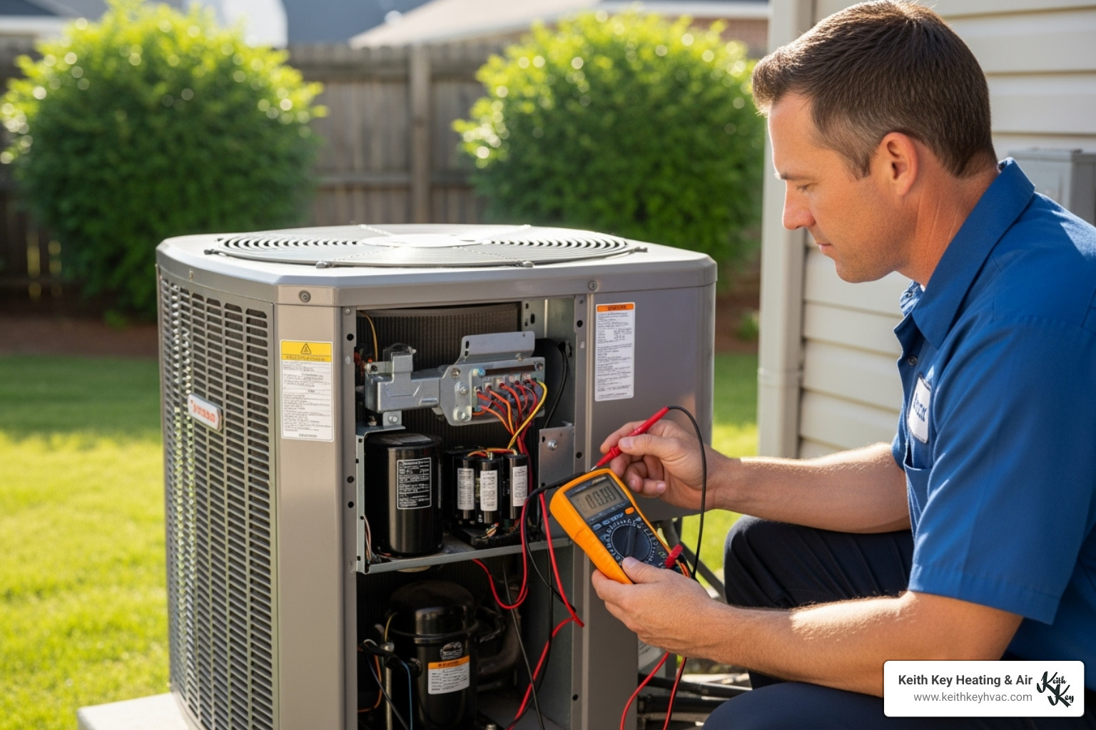 Technician using a multimeter - ac inspection wakulla county
