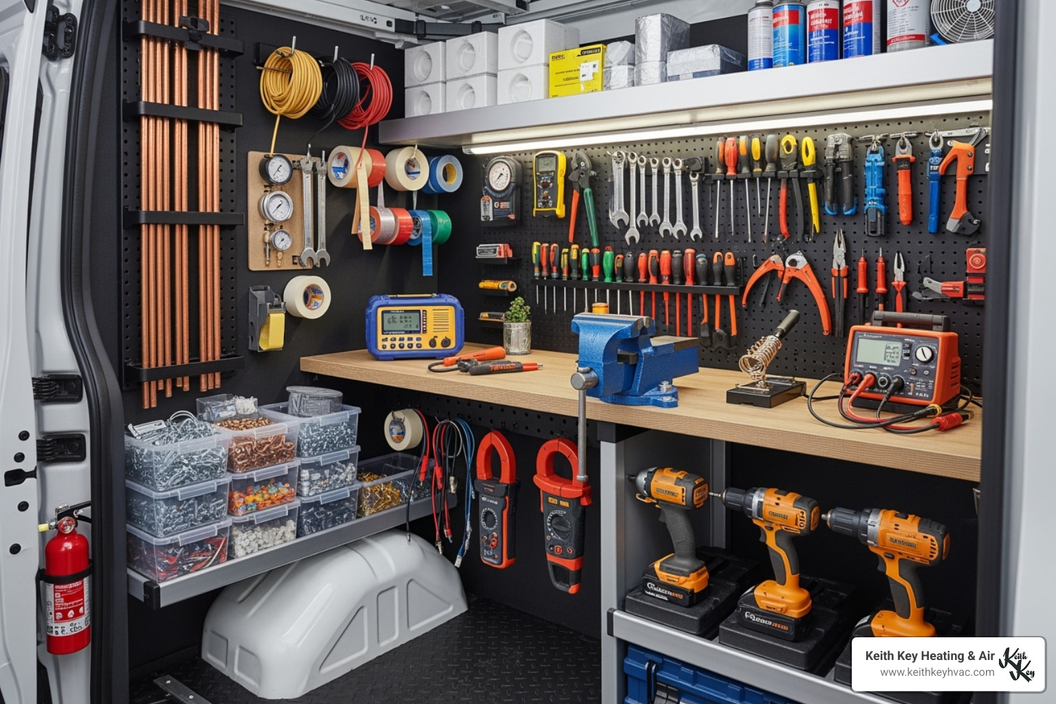 professional technician's well-stocked service van - heating contractors tallahassee fl