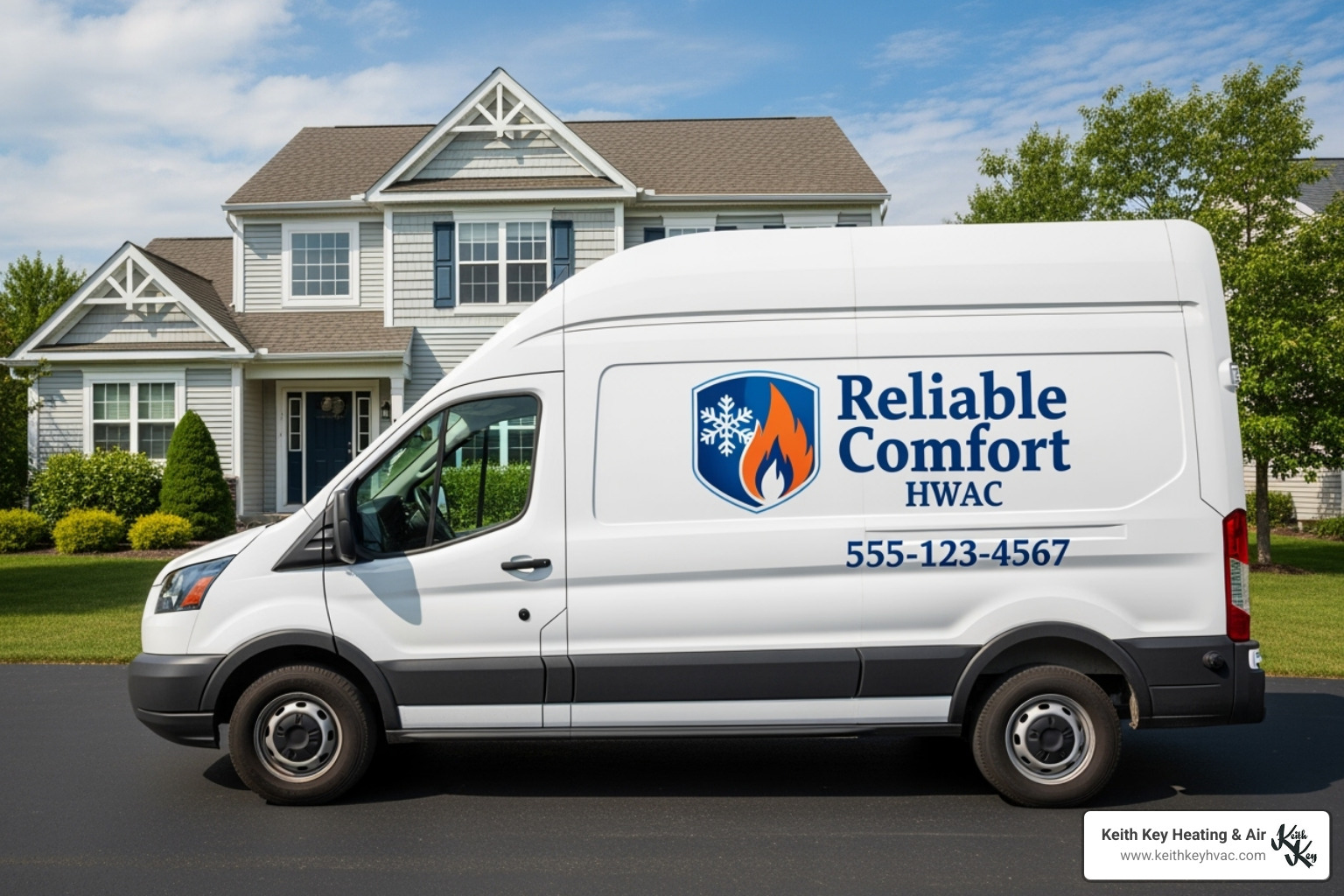 Image of the Keith Key Heating & Air logo or service vehicle, representing trusted local HVAC service - Residential AC installation