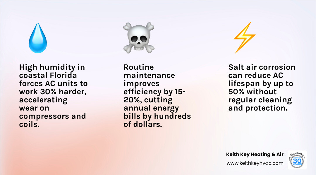 Benefits of regular AC maintenance infographic for coastal Florida homeowners - best ac maintenance live oak island, fl