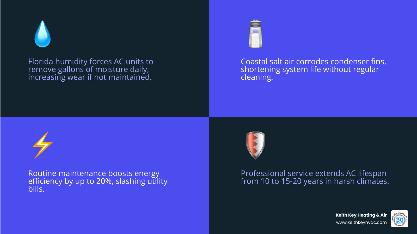 Infographic showing key benefits of regular AC maintenance for Medart FL homeowners including efficiency, lifespan, and air Infographic showing key benefits of regular AC maintenance for Medart FL homeowners including efficiency, lifespan, and air
