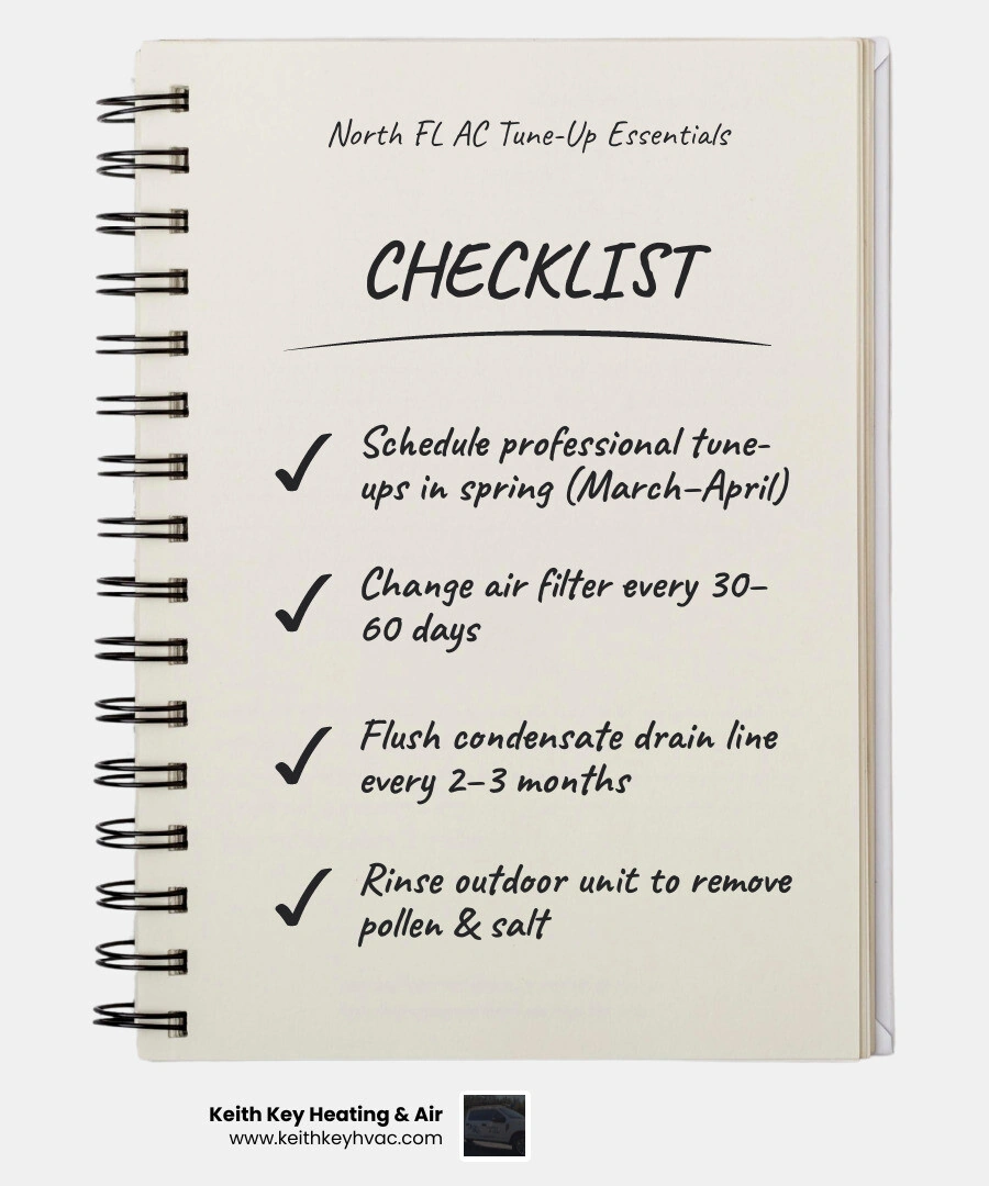 Infographic showing benefits of regular AC maintenance for North Florida homeowners: efficiency, lifespan, breakdown Infographic showing benefits of regular AC maintenance for North Florida homeowners: efficiency, lifespan, breakdown
