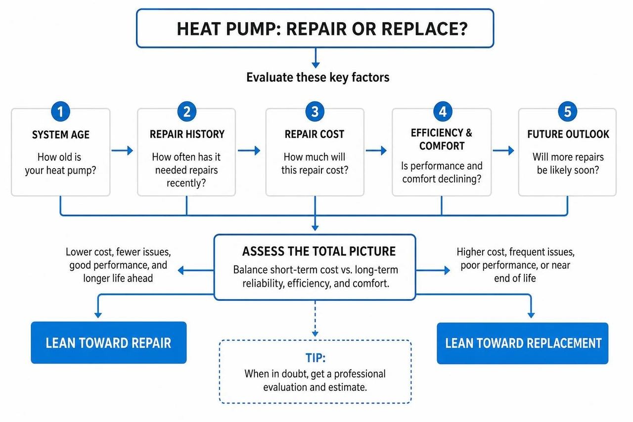 Framework for deciding between repairing or replacing a heat pump Framework for deciding between repairing or replacing a heat pump