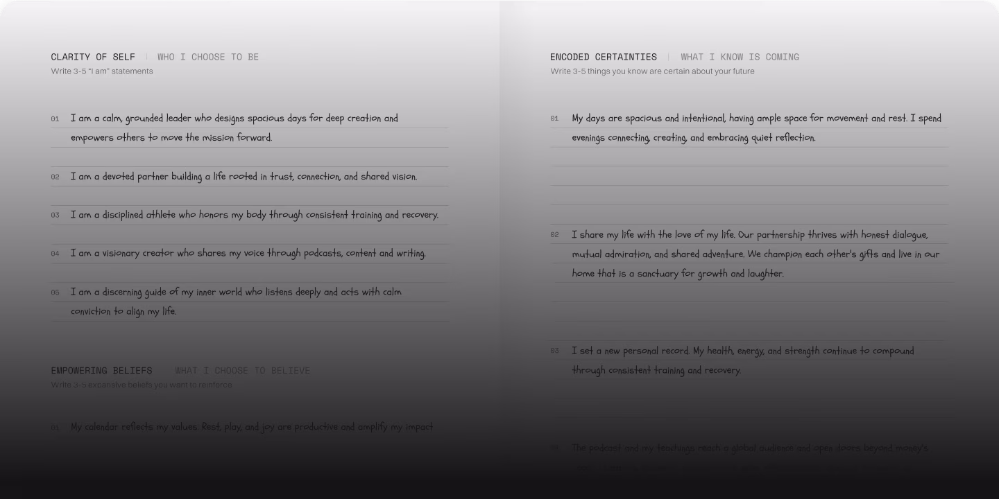 ENCODED Anchor Journal: the physical daily training journal for subconscious mind Frequency Training, shipped monthly