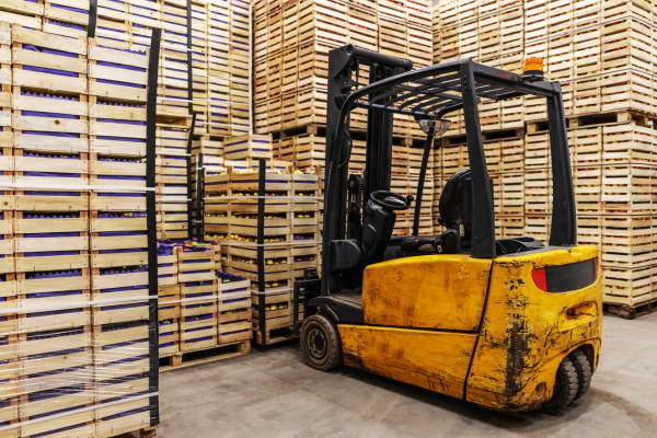 forklift in a food storage facility