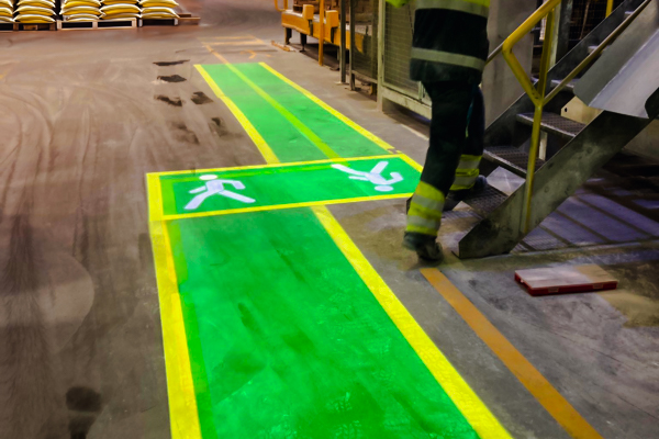Projected walkways ensuring safe navigation in cement production zone