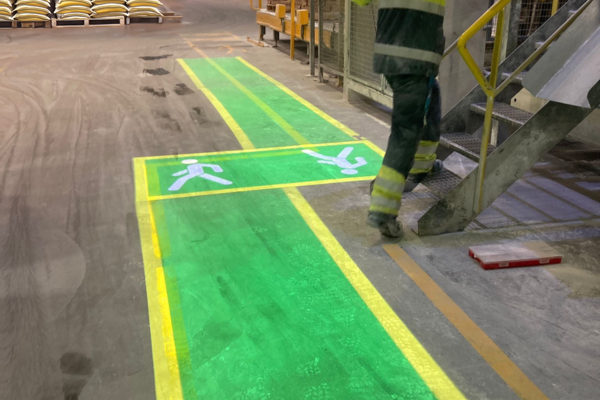 Projected walkways ensuring safe navigation in cement production zone