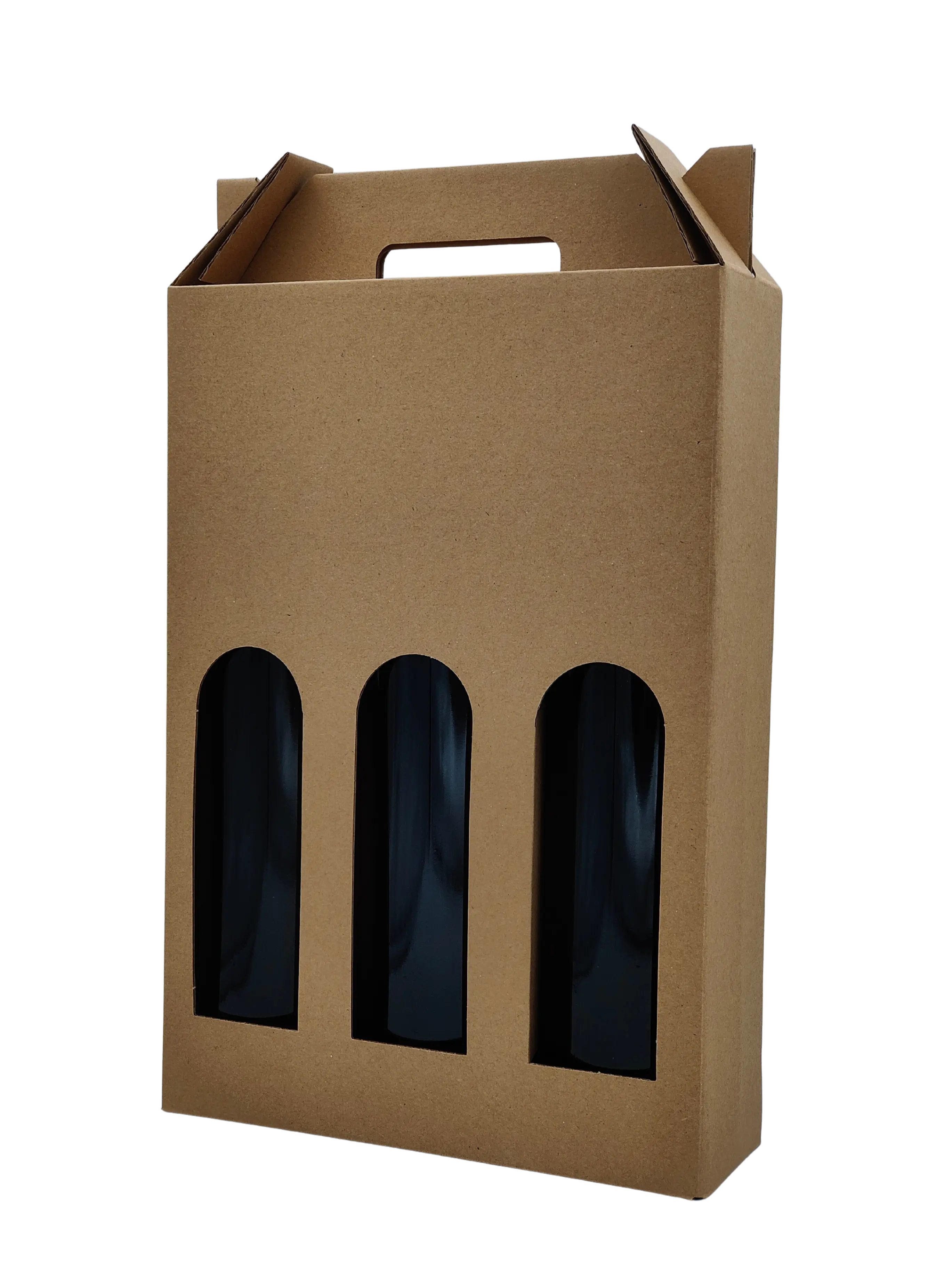 Portable kraft écru 3 bouteilles