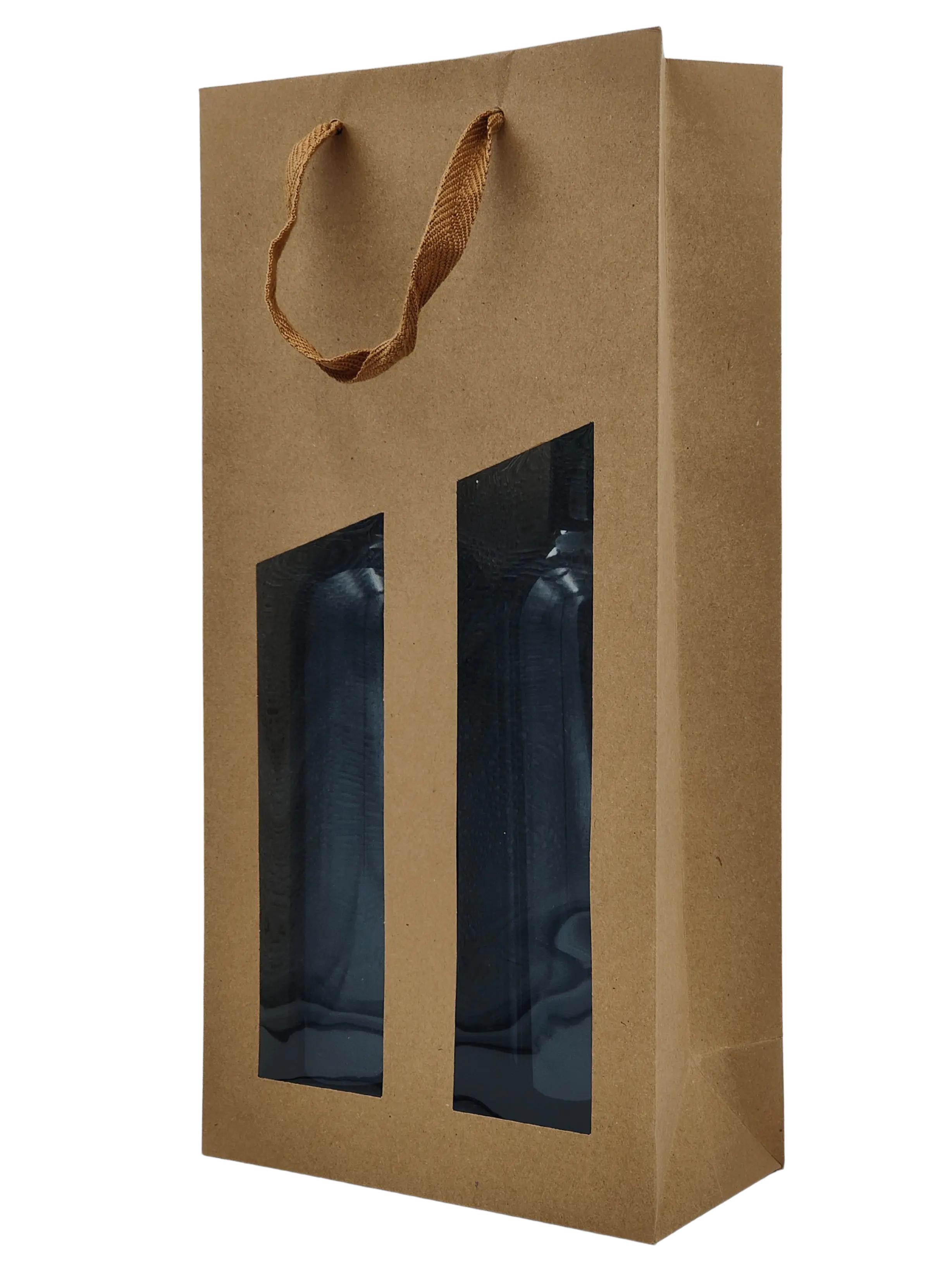 Sac kraft séduction écru avec fenêtre 2 bouteilles