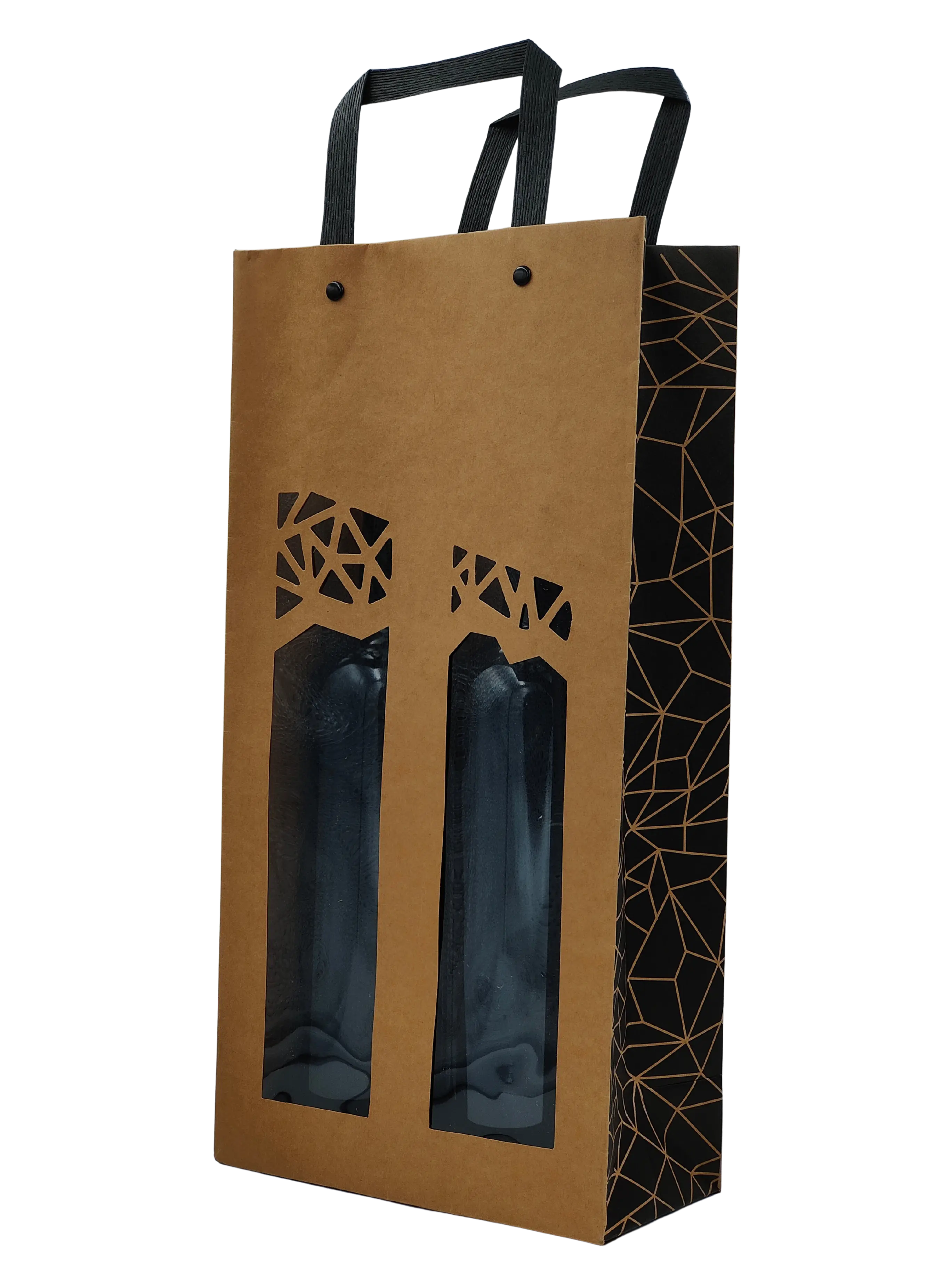 Sac kraft authentique avec fenêtre 2 bouteilles