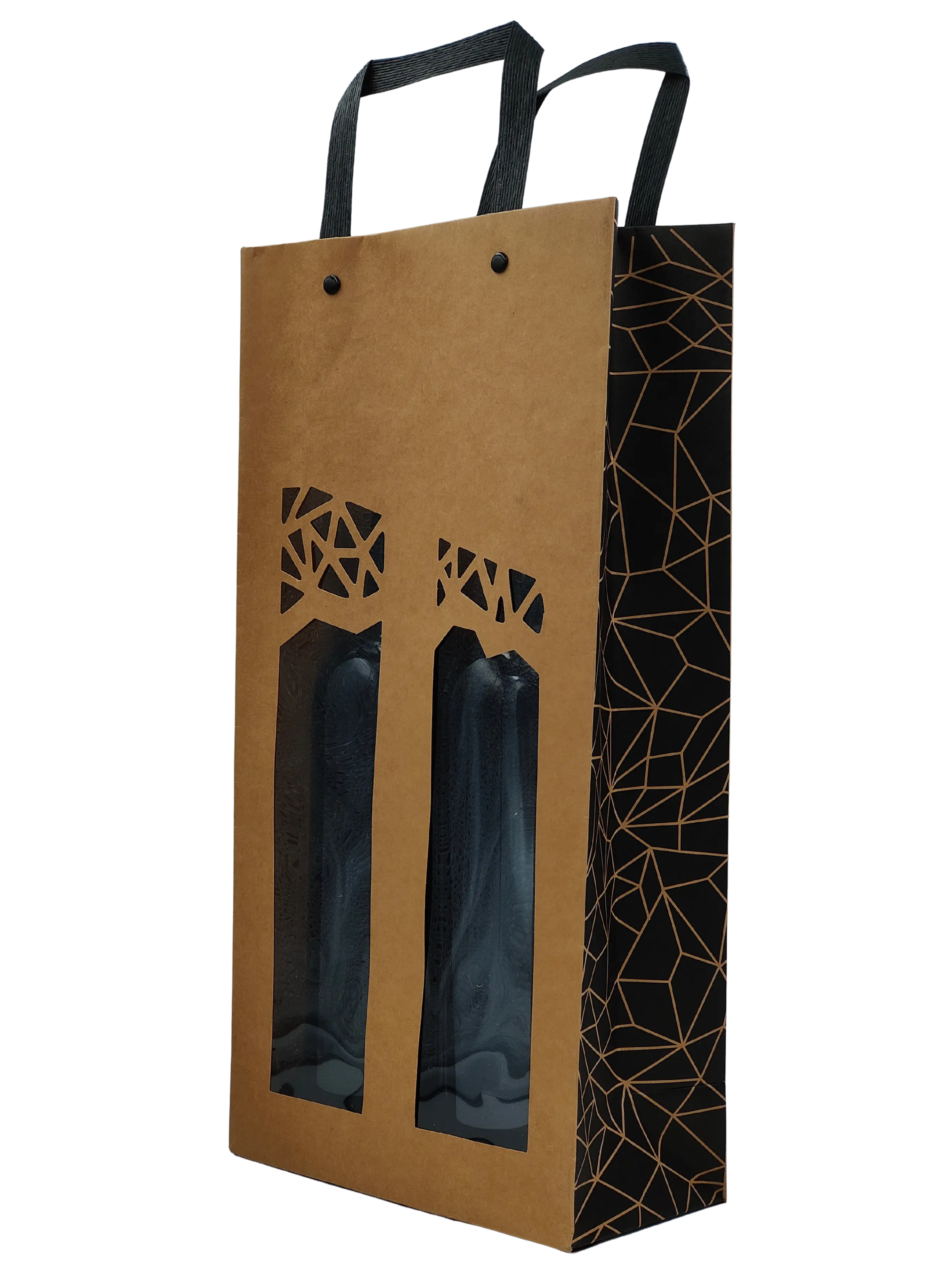 Sac kraft authentique avec fenêtre 2 bouteilles