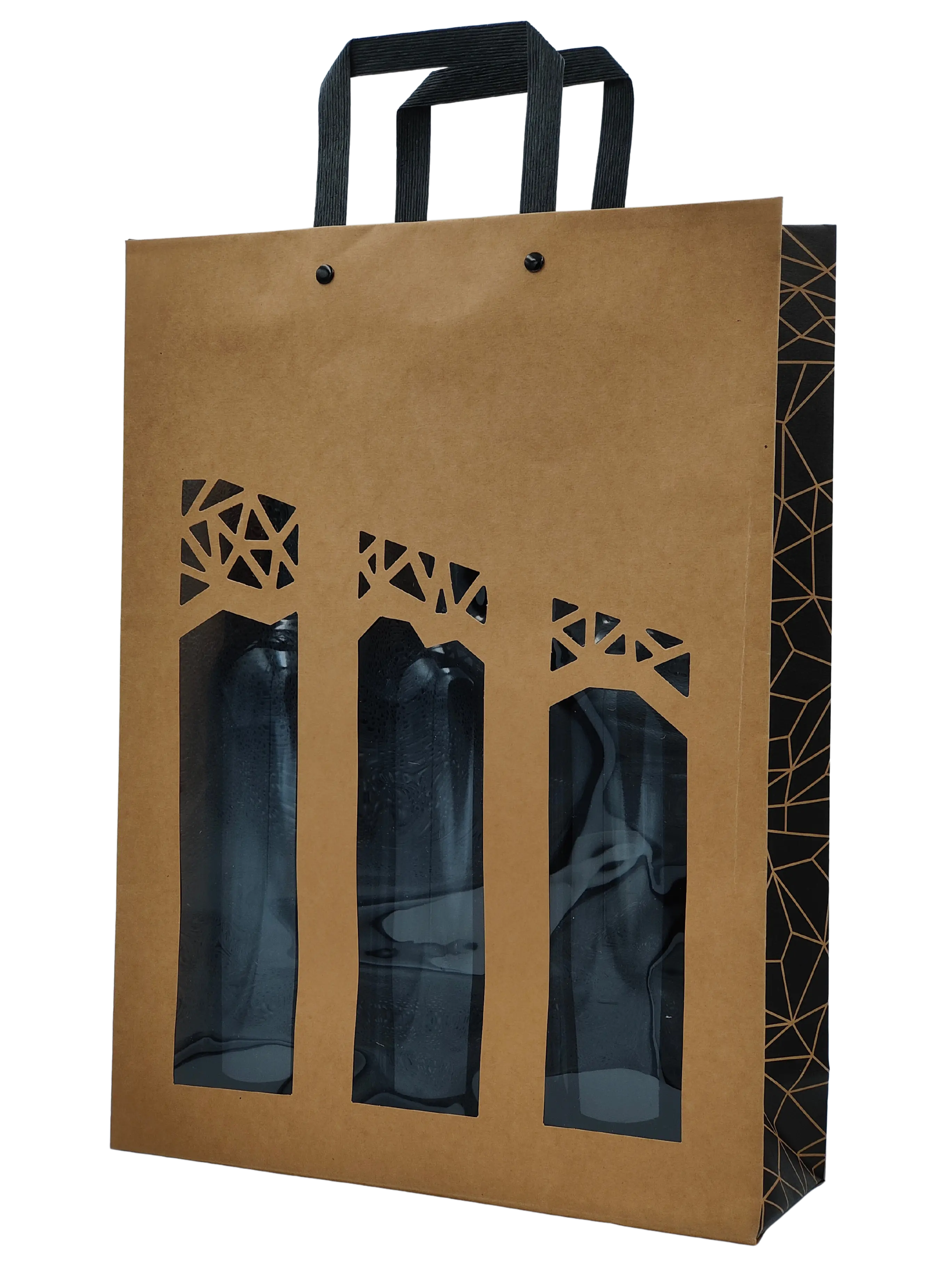 Sac kraft authentique avec fenêtre 3 bouteilles