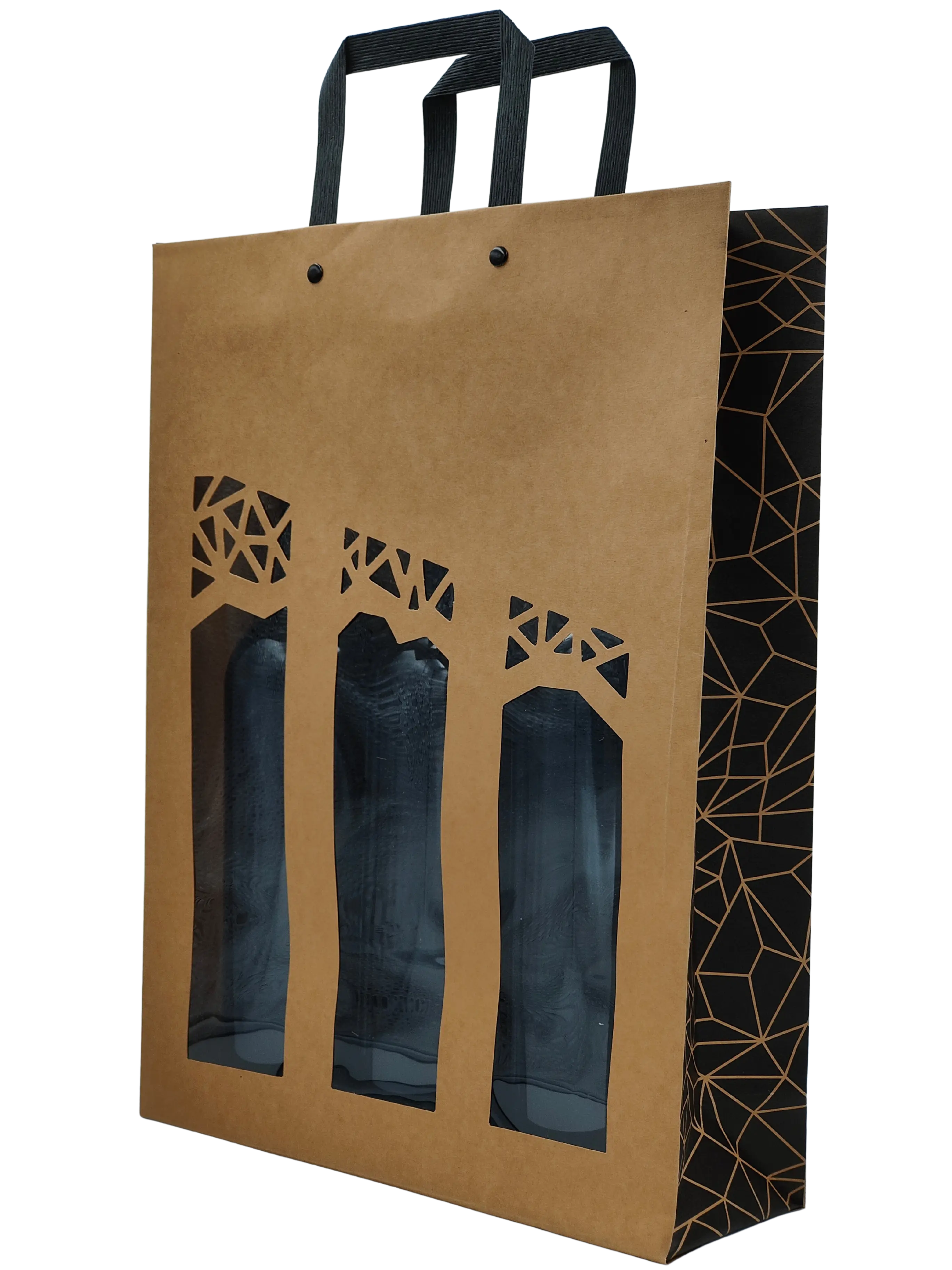 Sac kraft authentique avec fenêtre 3 bouteilles