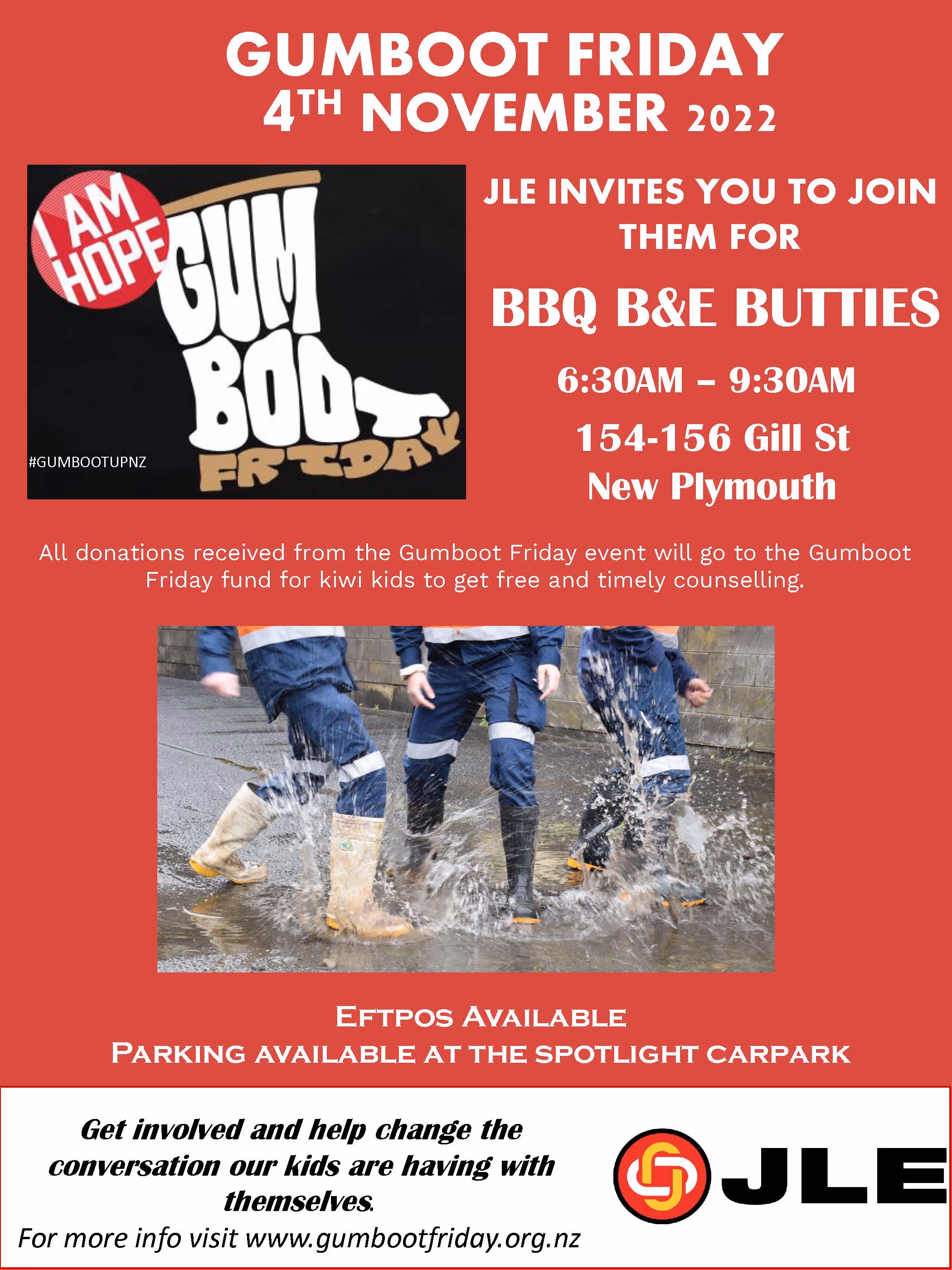 Gumboot Friday OPEN BARBEQUE 4th November 2022 6:30am -9:30am