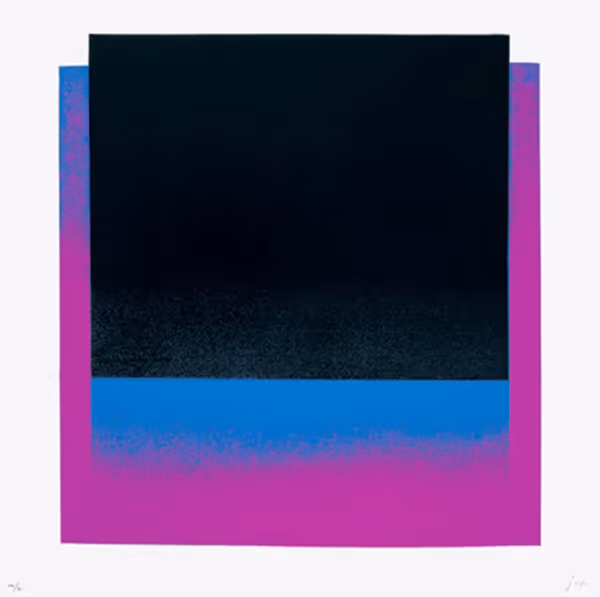 Poster mit dem Titel 'GEIGER' über einem großen pinken Quadrat auf orangefarbenem Hintergrund, darunter Informationen zu einer Ausstellung der Kestner-Gesellschaft Hannover von Juni bis Juli 1967.