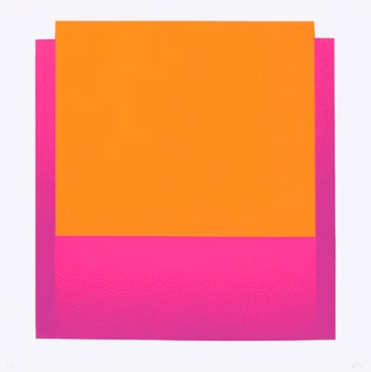 Poster mit dem Titel 'GEIGER' über einem großen pinken Quadrat auf orangefarbenem Hintergrund, darunter Informationen zu einer Ausstellung der Kestner-Gesellschaft Hannover von Juni bis Juli 1967.