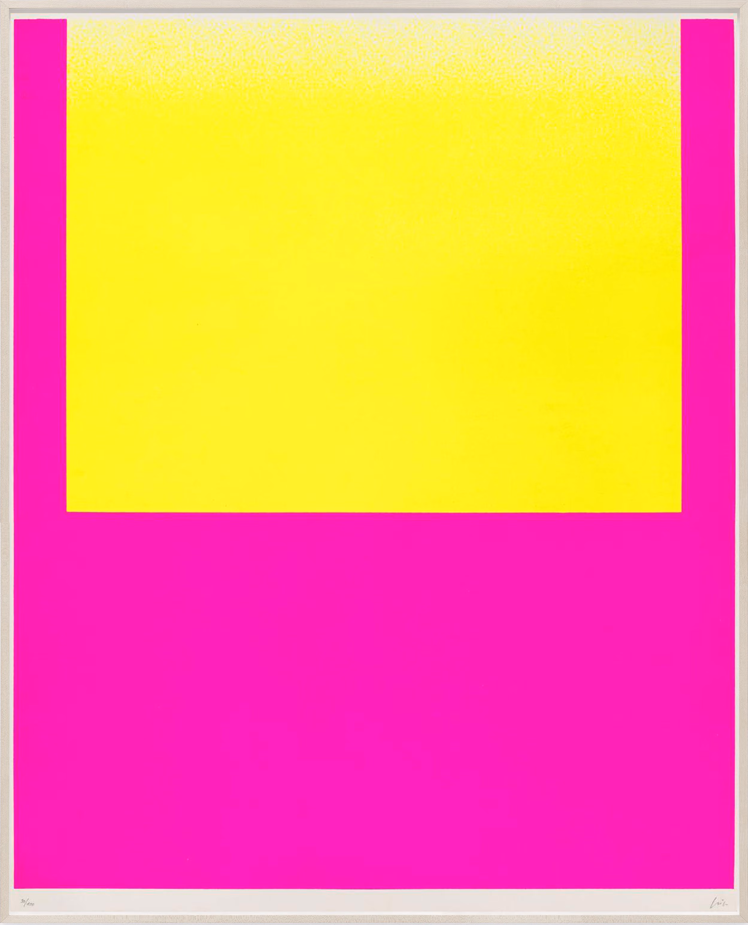 Gelbes Feld auf rot / leuchtgelb auf leuchtrot kalt, Serigrafie Rupprecht Geiger 1967