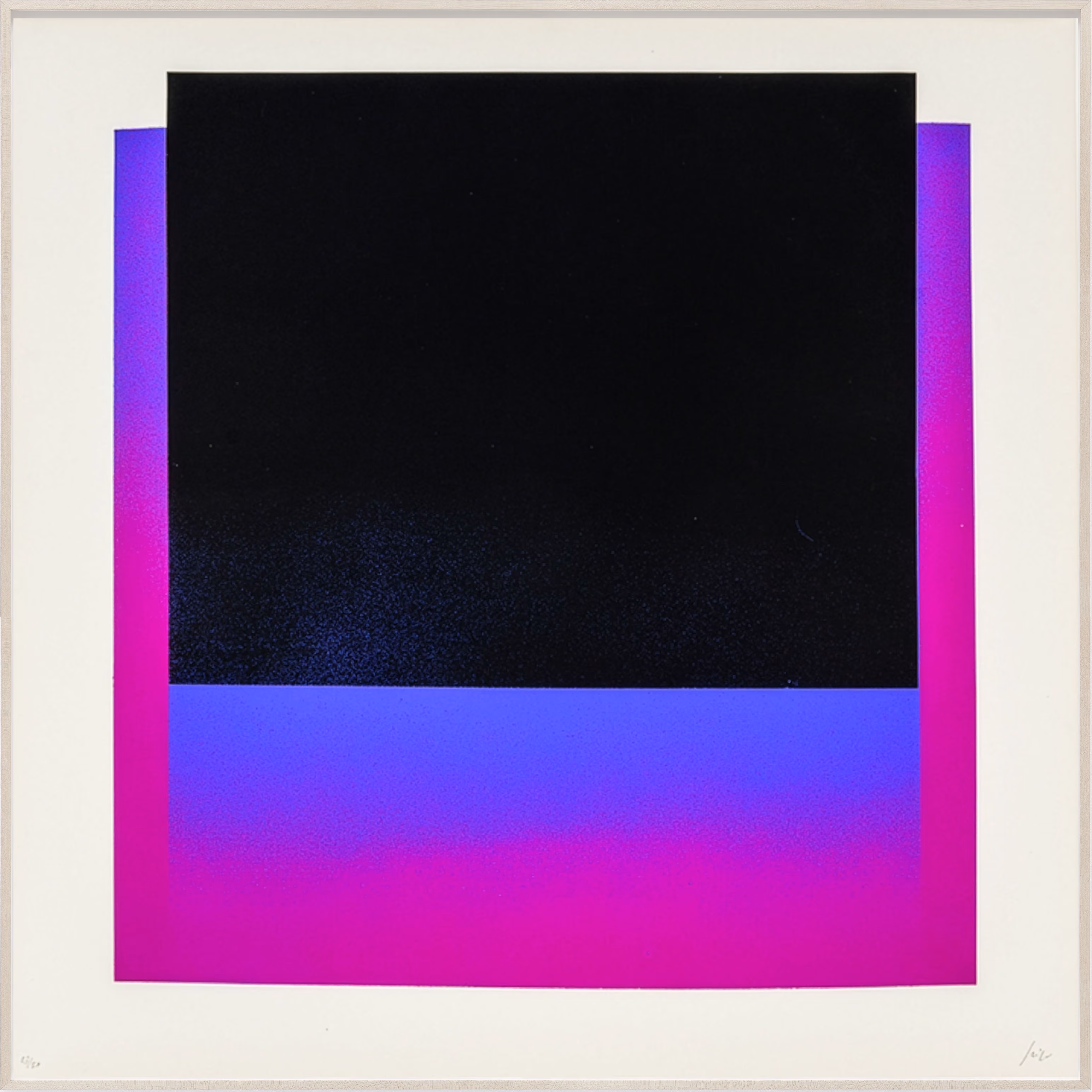 Rupprecht Geiger, schwarz auf blau mit lila, Serigraphie, 1966