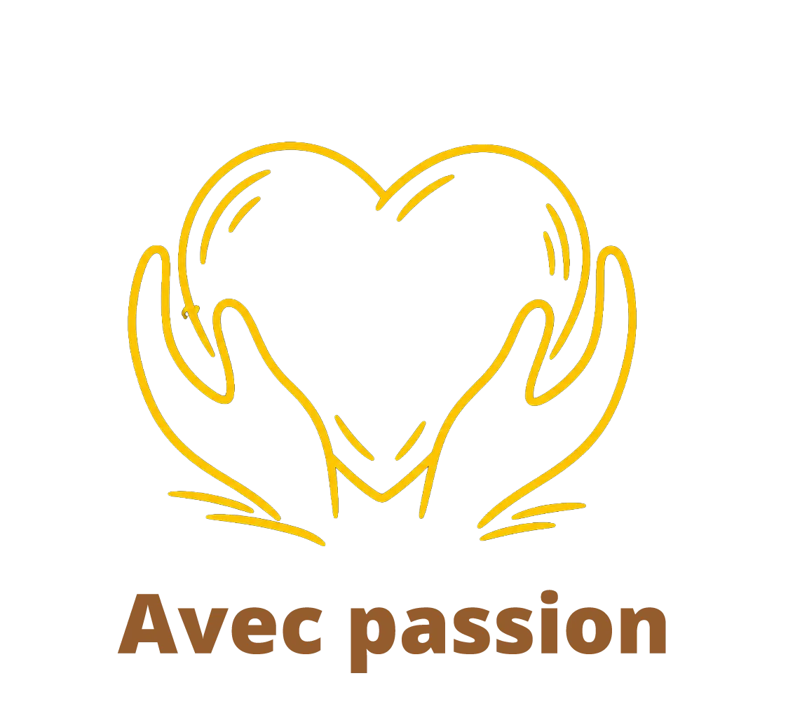 Illustration d'un boulanger tenant une grande miche de pain, avec le texte « Fait avec passion » en dessous.