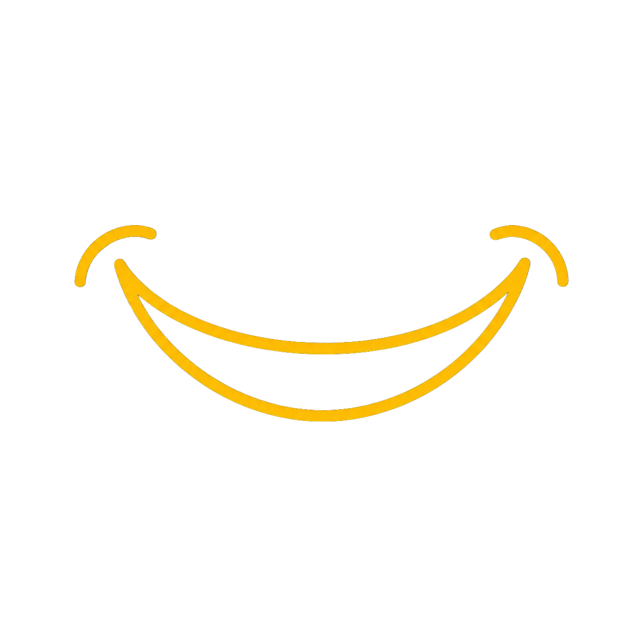 Ligne jaune dessinant un grand sourire sur fond noir.