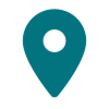 Icône de localisation en forme d'épingle avec un cercle au centre.