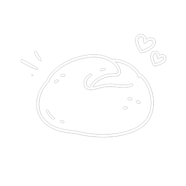 Dessin simple d'une pâté avec deux petits cœurs à côté.