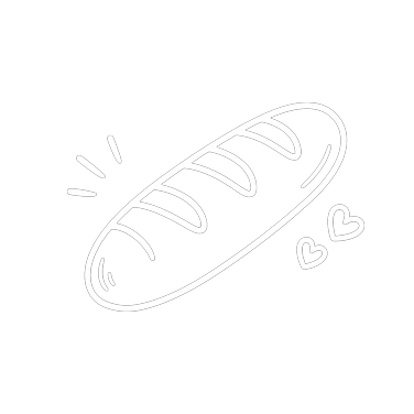 Dessin simple d'une baguette avec deux petits cœurs sur un fond noir.