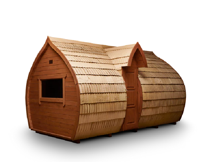 Outdoor sauna. Leaf model.