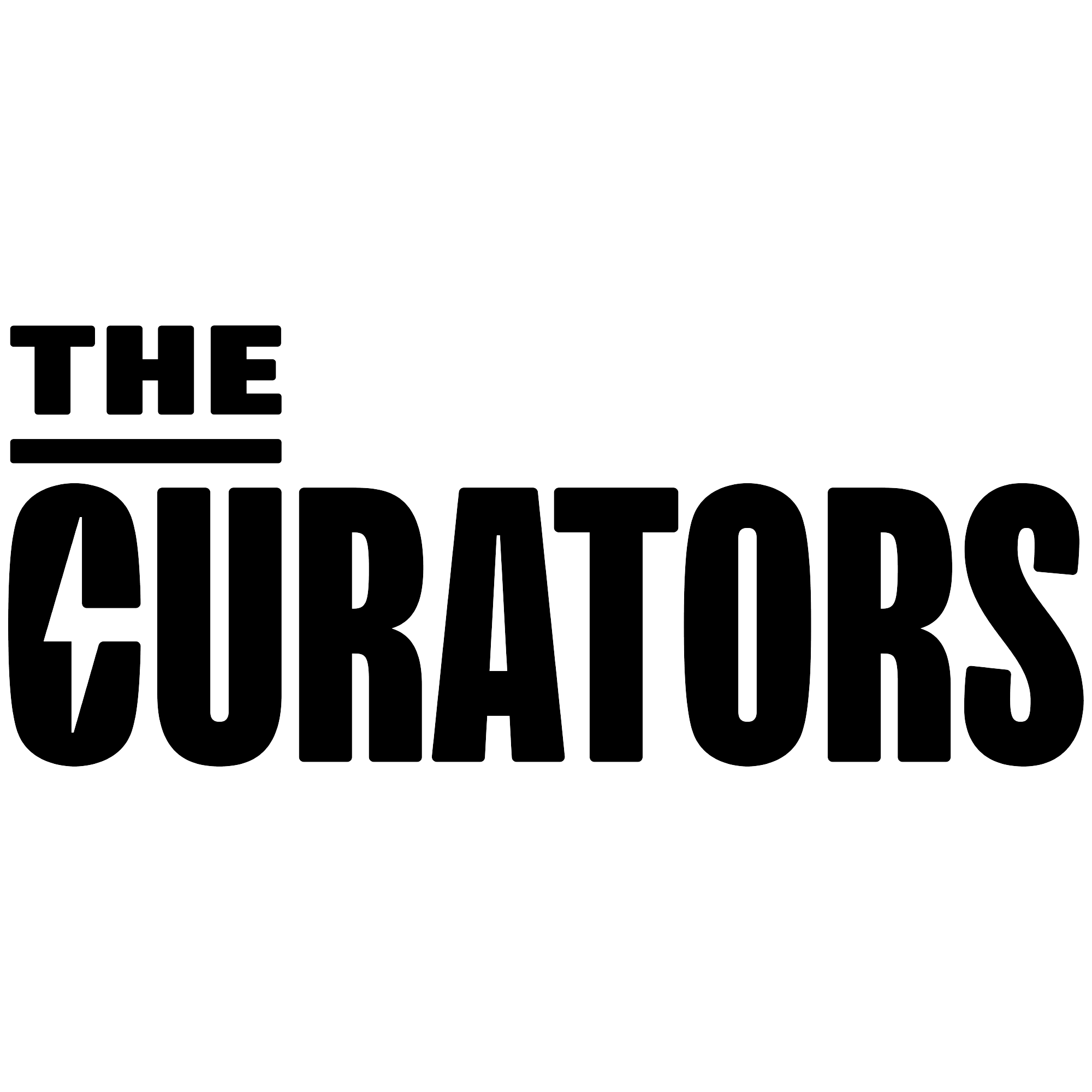 Black bold text logo reading THE CURATORS with a horizontal line under THE.